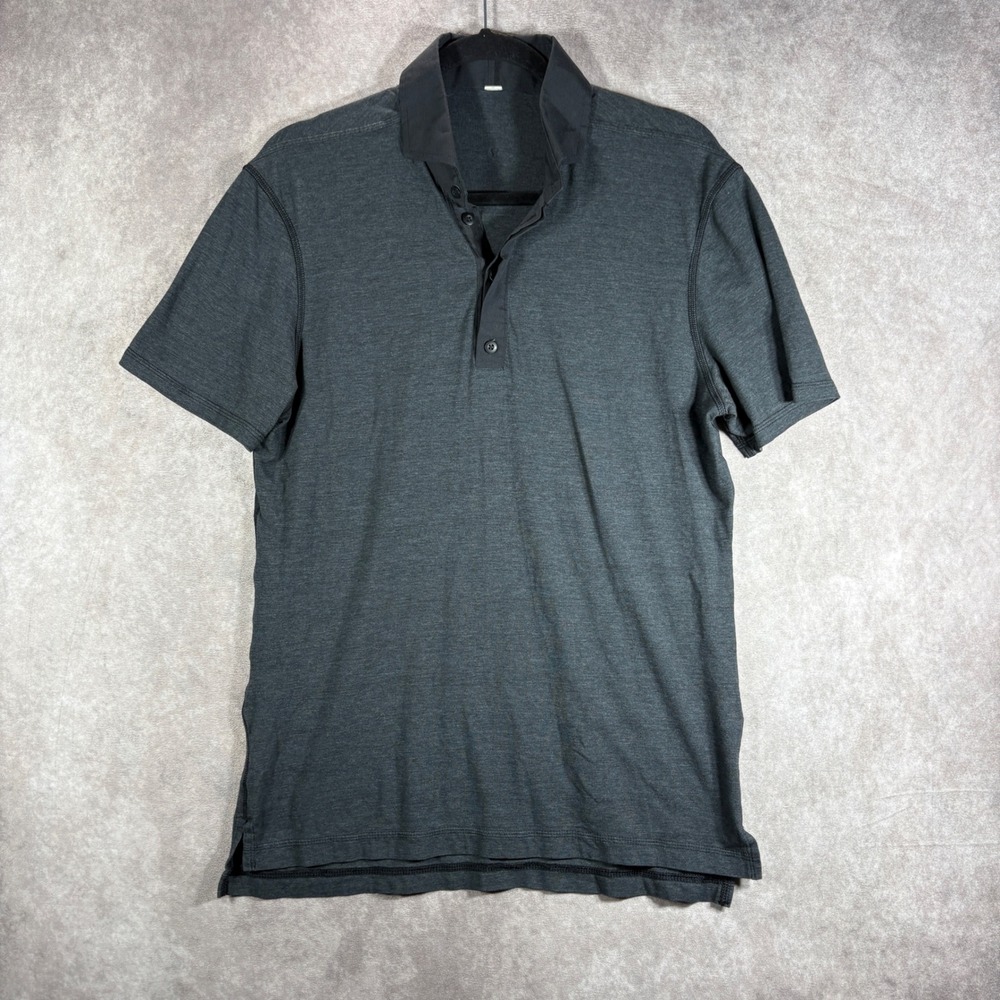 Lululemon Polo Mens Medium Gray Evolution Polo Short‎ Sleeve Athletic Athleisure
